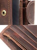 Men's Vintage Brown Leather Wallet with Zipper Pocket and - Image 6