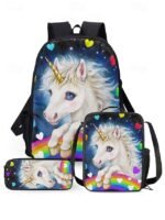 Girls'3-Piece Unicorn Backpack Set with Lunch Bag and - Image 18