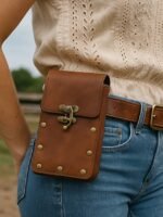 35Pcs Women's Bohemian Faux Leather Western Waist Bag with - Image 3