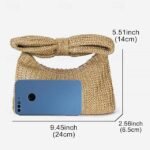 Women's Boho Chic Straw Clutch with Large Bow Detail - - Image 7