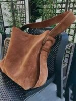 Women's Suede Shoulder Tote Bag - Bohemian Style Large - Image 4