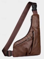Men's Brown Faux Leather Crossbody Sling Bag – Vintage - Image 5