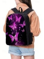 Girls Butterfly Print School Backpack 3-Piece Set with Insulated - Image 2