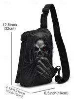 Men's Gothic Skull Crossbody Bag – Multi-Pocket Large - Image 5