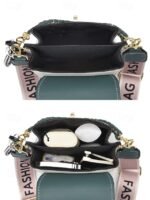 Women's Trendy Plaid Mini Shoulder Bag with Bear Charm, - Image 7