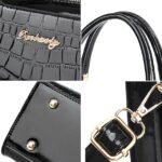 Women's Black Crocodile Pattern Leather Handbag | Elegant - Image 9