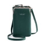 Women's Black Faux Leather Crossbody Bag with Gold Frame - Image 15