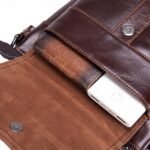 Men's Crossbody Bag Cowhide Daily Zipper Solid Color Black - Image 10