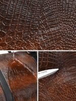 Men's Crocodile Pattern Faux Leather Weekender Bag with - Image 10