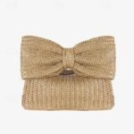 Women's Boho Chic Straw Clutch with Large Bow Detail - - Image 5