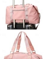 Women's Fashion Pink Nylon Duffel Bag - Multifunctional - Image 6