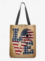 American Flag Sunflower Print Tote Bag with Starry Background, - Image 8