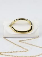 Women's Metallic Evening Clutch Bag with Gold Handle, - Image 13