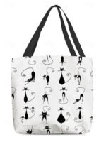 Large Capacity Tote Bag with 3D Cat Print and Paw Patterns – - Image 9