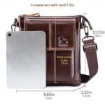 Men's Crossbody Bag Cowhide Daily Zipper Solid Color Black - Image 11