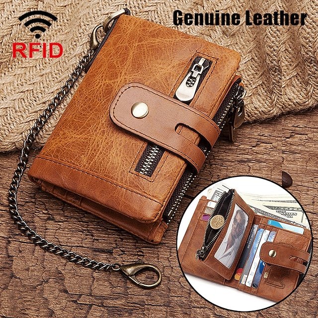 rihlxg1688727647452 Men's Vintage Leather Wallet – Bifold Zipper Wallet with - Image 1