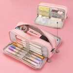 Large Capacity Pink Pencil Case Organizer – Multi-Layer Zipper - Image 5