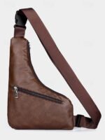Men's Brown Faux Leather Crossbody Sling Bag – Vintage - Image 7