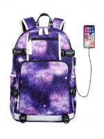 Kids' Galaxy Print Waterproof School Backpack with USB - Image 15