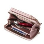 Women's Black Faux Leather Crossbody Bag with Gold Frame - Image 5