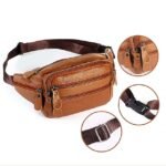 Men's Black Leather Waist Bag with Multiple Zippered - Image 7