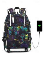 Kids' Galaxy Print Waterproof School Backpack with USB - Image 16
