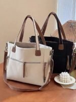 Women's Large - Capacity Canvas Tote Bag, Casual Style, - Image 4