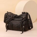 Women's Vintage Brown Faux Leather Shoulder Bag – Boho - Image 14