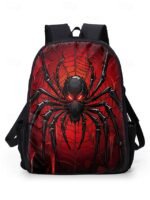 Men's Large Capacity Spider Print Backpack with Double - Image 13
