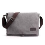 Men's Brown Canvas Messenger Bag with Adjustable Shoulder - Image 4