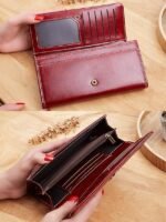 Women's Red Faux Leather Wallet with Multiple Card Slots - Image 4