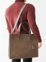 Men's Large Faux Leather Tote Bag – Stylish Business - Image 14