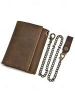 Men's Genuine Leather Wallet with Key Slot & Chain, - Image 3