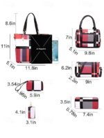 Women's Christmas Plaid Handbag Set, Multi-color Faux - Image 11