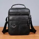 Men's Black Leather Crossbody Messenger Bag – - Image 15