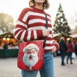 Women's Christmas Crossbody Bag - Polyester Velvet - Image 3