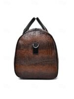 Men's Crocodile Pattern Faux Leather Weekender Bag with - Image 6