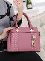 Women's Faux Leather Handbag with Tassel Charm and Textured - Image 10