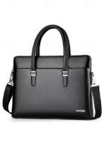 Men's Faux Leather Business Briefcase with Detachable - Image 11