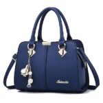 Women's Elegant Blue Handbag with Removable Strap and