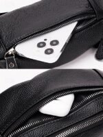 Men's Genuine Leather Fanny Pack - Large Capacity, Black - Image 11