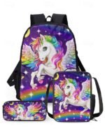 Girls'3-Piece Unicorn Backpack Set with Lunch Bag and - Image 14
