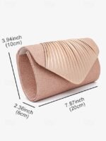 Champagne Glitter Evening Clutch Bag with Pleated Design – - Image 5