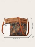 Boho Vintage Crossbody Bag with Geometric Patterns - Lightweight - Image 4