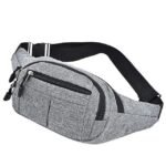 Unisex Multi-Pocket Canvas Crossbody Waist Bag, Adjustable Belt - Image 15