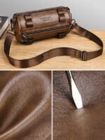 Men's Black & Brown Faux Leather Crossbody Bag – - Image 4