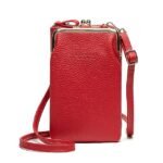 Women's Black Faux Leather Crossbody Bag with Gold Frame - Image 9