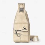 Men's Brown Faux Leather Crossbody Sling Bag with Multiple - Image 10