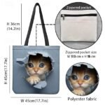 Women's Cute Kitten Print Tote Bag - Durable Canvas - Image 7