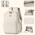 Unisex White Waterproof Laptop Backpack with Padded Compartment,